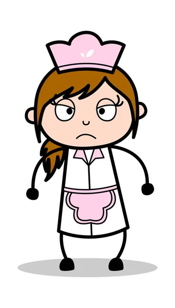 Aggression - Retro Cartoon Waitress Female Chef Vector Illustrat — Stock Vector