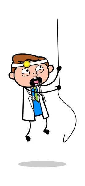 Accrocher à une corde et crier - Professional Cartoon Doctor Ve — Image vectorielle