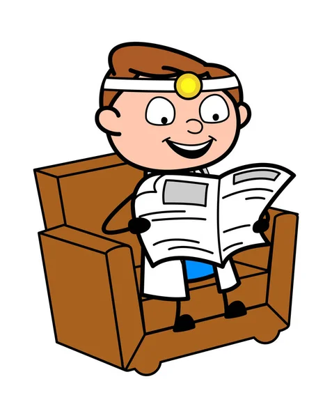 Periódico de lectura - Dibujos animados profesional Doctor Vector Illustrat — Vector de stock