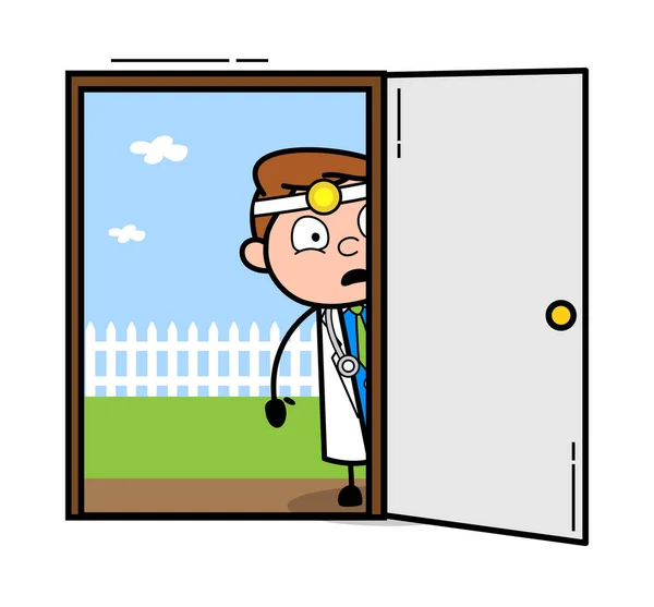 Überrascht nach Blick ins Haus - professionelle Cartoon-Doku — Stockvektor