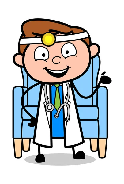 Presenting - Professional Cartoon Doctor Vector Illustration — Stock Vector