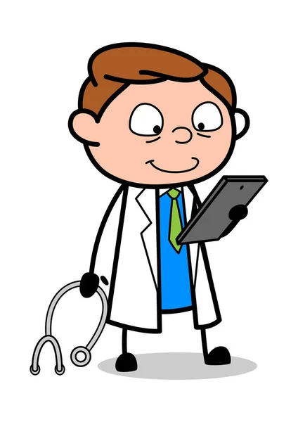 Kontrol Tıbbi Raporu - Profesyonel Karikatür Doktor Vektör Hasta — Stok Vektör