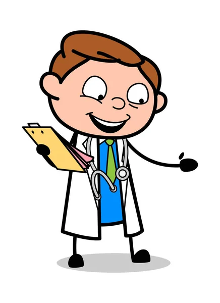 Anunciando o resultado médico - Profissional Cartoon Doctor Vector I — Vetor de Stock