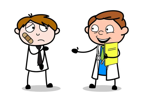 Dar consejos a un paciente lesionado - Médico profesional de dibujos animados V — Archivo Imágenes Vectoriales