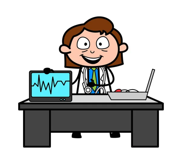 Mostrando Heartbeat - Professional Cartoon Doctor Vector Illustrat — Vettoriale Stock