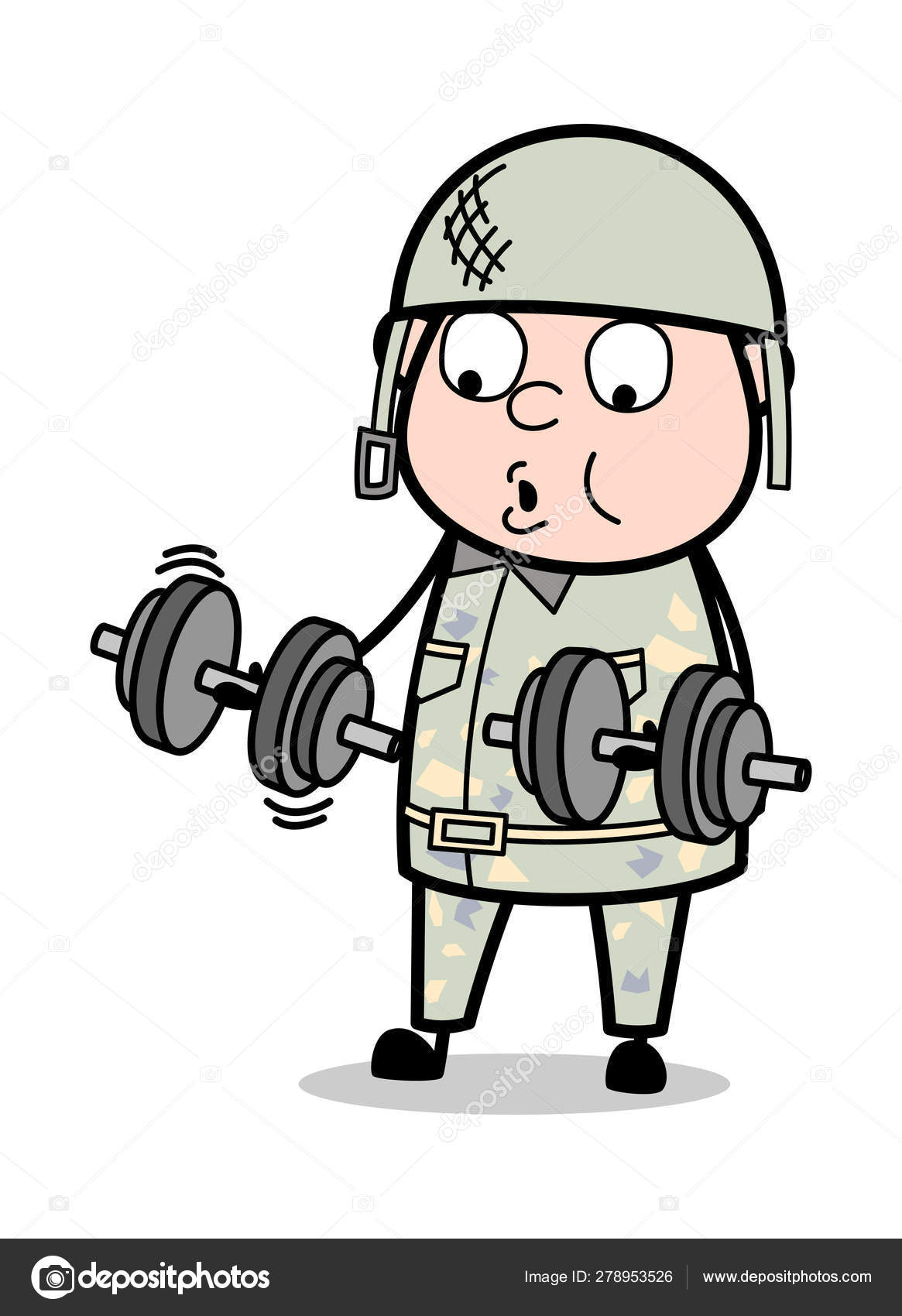 Фитнес - Cute Army Man Cartoon Soldier Vector Illustration.