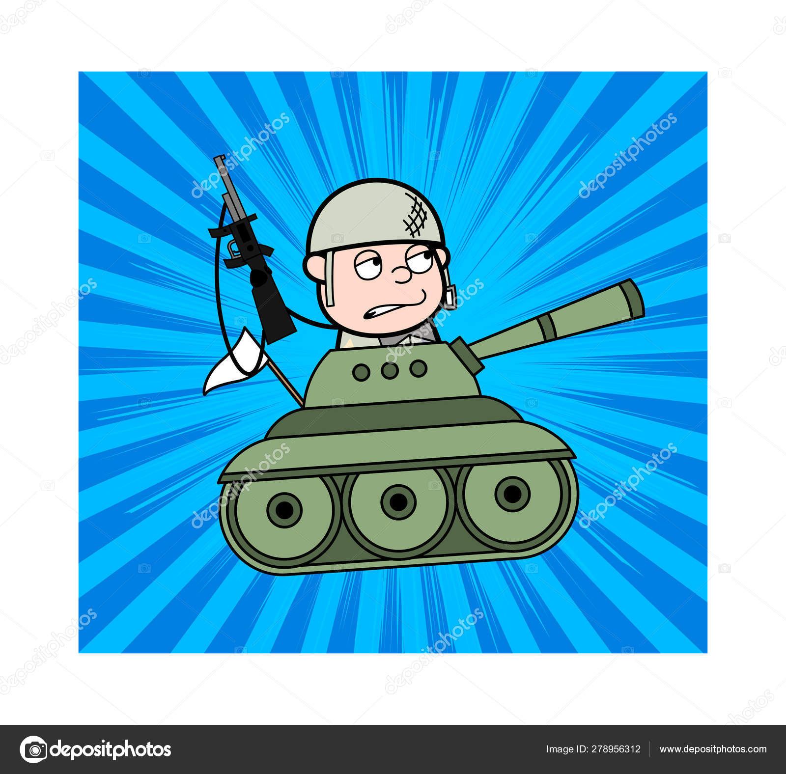 Fighting with Battle Tank - Cute Army Man Cartoon Soldier Vector Stock  Vector Image by ©lineartist #278956312