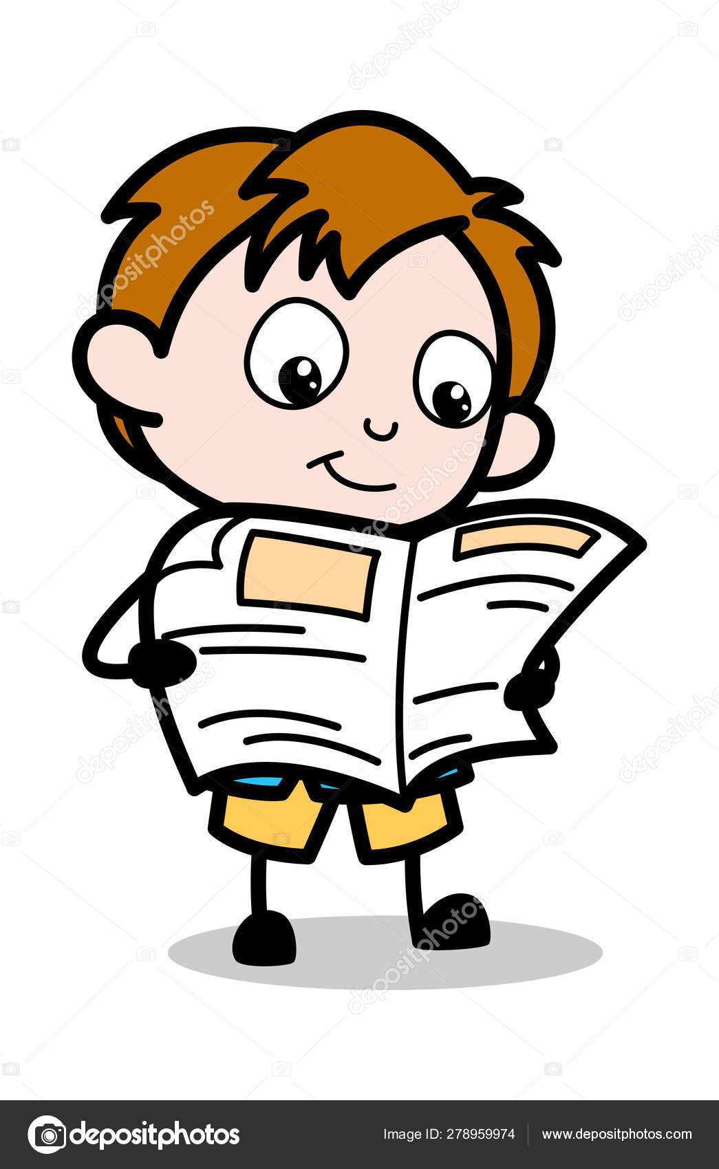 cartoon reading newspaper