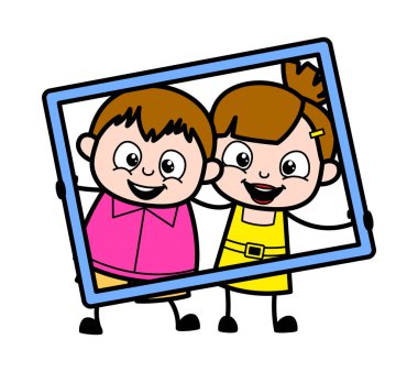 Resim için Bir Çerçeve Holding - Sevimli Kız Karikatür Karakter Vektör