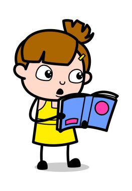 Sınava Hazırlık - Sevimli Kız Çizgi Film Karakteri Vektör Illustrati