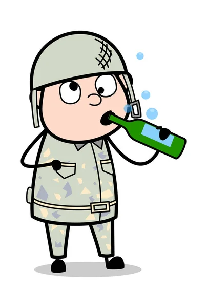 Пьяный армейский человек - Симпатичный армейский человек — стоковый вектор