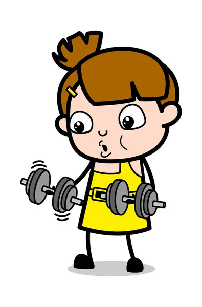 Petite fille faisant de l'exercice - Mignon fille personnage de bande dessinée vecteur I — Image vectorielle