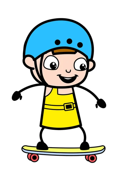 Skateboarding - Cute Girl Desenhos animados personagem Vector Ilustração — Vetor de Stock