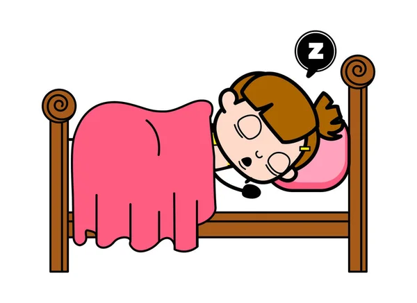 Dormir - Linda chica de dibujos animados personaje Vector ilustración — Archivo Imágenes Vectoriales