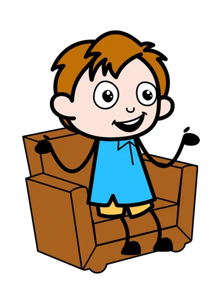 Seduta e discussione Scuola ragazzo cartone animato personaggio vettoriale III — Vettoriale Stock