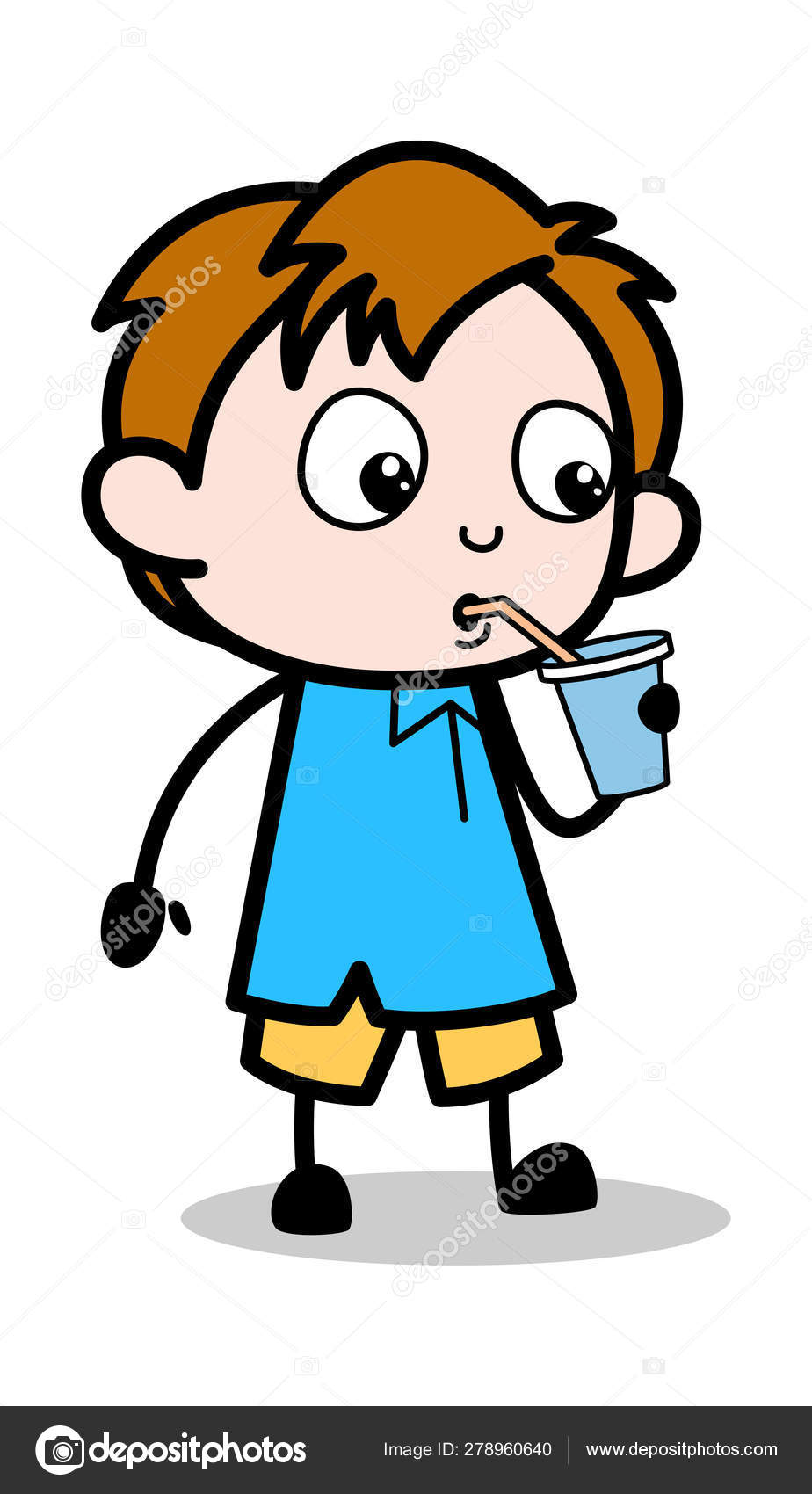 Drinking Energy Water - School Boy Cartoon Character Vector Illu Stock  Vector Image by ©lineartist #278960640