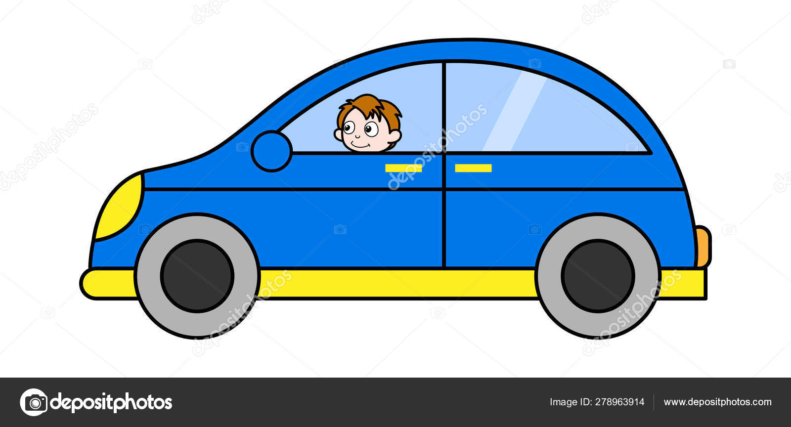 Driving a Car - School Boy Cartoon Character Vector Illustration Stock  Vector Image by ©lineartist #278963914
