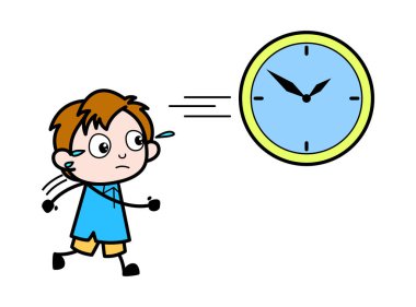 Saat Arkasında Koşu - Okul Çocuk Çizgi Film Karakter Vektör I