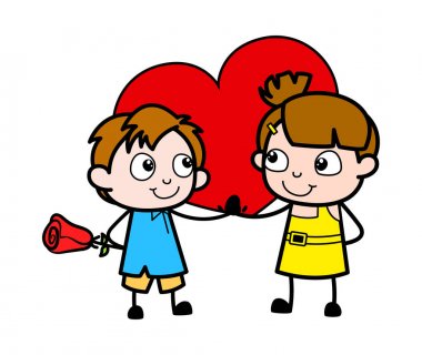 A Boy Valentine Kırmızı Gül ile Bir Kız Teklif - Okul Bo