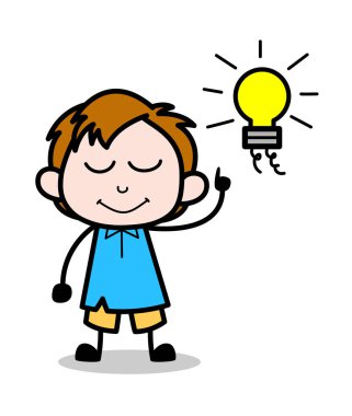 Bir Fikir Sunan - School Boy Karikatür Karakter Vektör Illustr