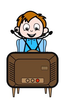 Televizyon İzle - School Boy Çizgi Film Karakter Vektör Illust