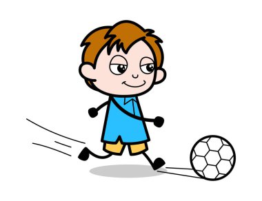 Futbol ile oynamak - School Boy Cartoon Character Vector Illu