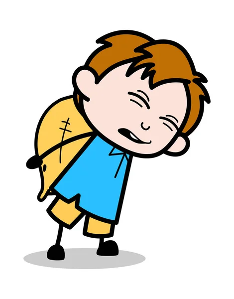 Llevando carga pesada - School Boy Caricatura personaje Vector Illu — Archivo Imágenes Vectoriales