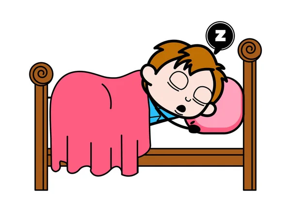 Dormir - Ilustración del personaje de dibujos animados del niño escolar — Vector de stock