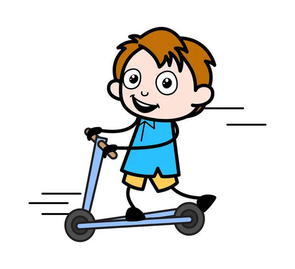 玩 滑板 的孩子 - 学校男孩卡通人物 Vecto — 图库矢量图片