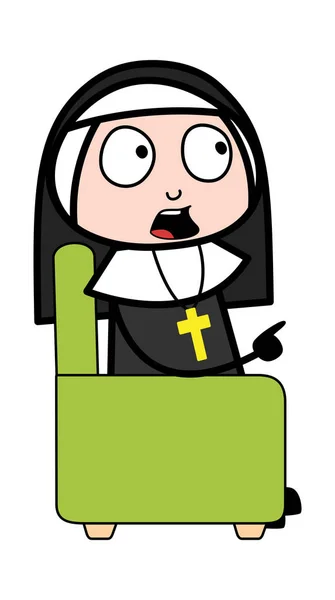 Ülő-és Vitating-Cartoon Nun Lady Vector illusztráció — Stock Vector