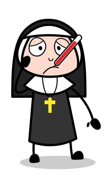 Febre - Desenhos animados Nun Lady Vector Ilustração — Vetor de Stock