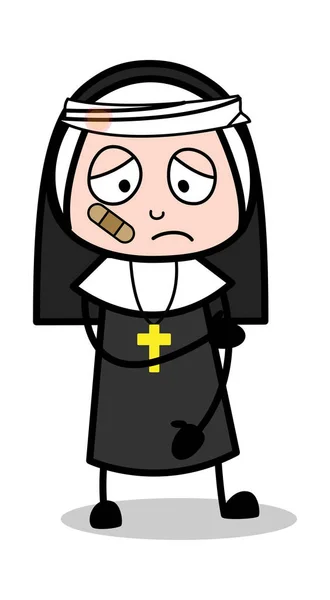 Injured Lady - Cartoon Nun Lady Vector Illustration — Stock Vector