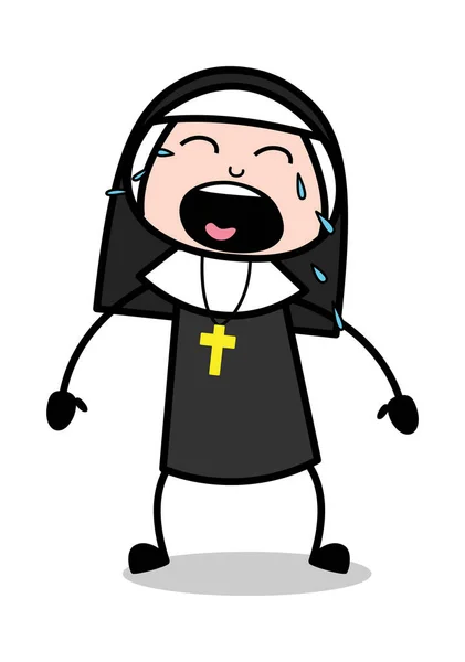 Screaming - Cartoon Nun Lady Vector Illustration — Stock Vector