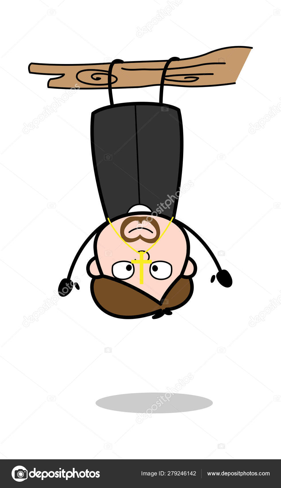Hanging Upside Down on a Branch - Cartoon Priest Monk Vector Ill Stock  Vector by ©lineartist 279246142, image size:980x1700