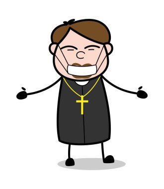 Yüz Kirliliği Maskesi - Karikatür Monk Monk Vektör İllüstrasyon