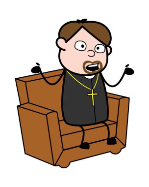 İhmal - Karikatür Monk Monk Vektör İllüstrasyon