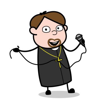 Bir Konserde Singing - Karikatür Monk Monk Vector İllüstrasyon