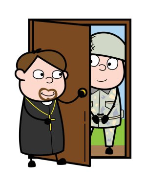 Priest Açılış Kapı ve Bir Asker Karşılama - Karikatür Priest Mon