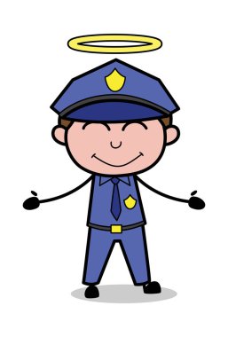 Duygu Çok Olumlu - Retro Polis Vektör İllüstrasyon