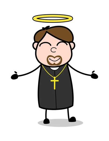 Feeling pozitív-Cartoon Priest szerzetes Vector illusztráció — Stock Vector