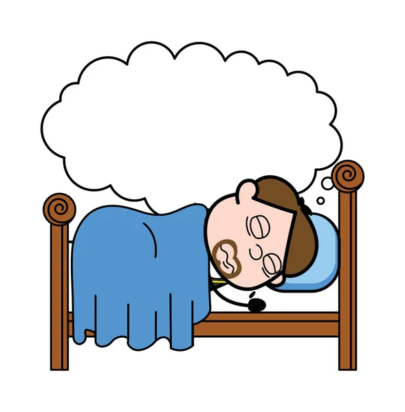 Dreaming While Sleeping - Cartoon Priest Monk Vector Illustratio - Stok Vektor