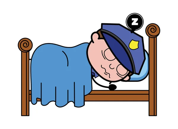 Dormire e russare - Retro poliziotto poliziotto vettoriale illustrazione — Vettoriale Stock