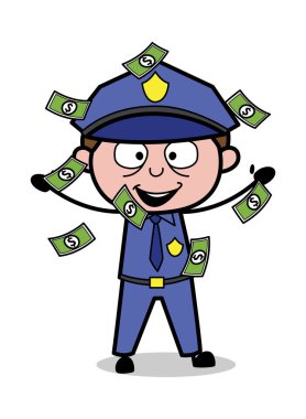 Para Atma - Retro Polis Vektör İllüstrasyon