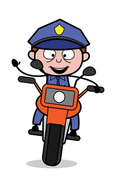 Montar en bicicleta - Policía de policía retro Vector Illustration — Archivo Imágenes Vectoriales