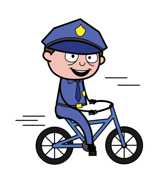Cycling - Retro Cop Policeman Vector Illustration — Stock Vector