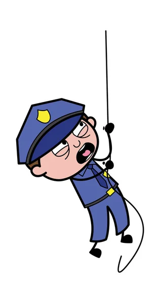 Kletterseiltraining - Retro Cop Polizist Vektor Illustration — Stockvektor