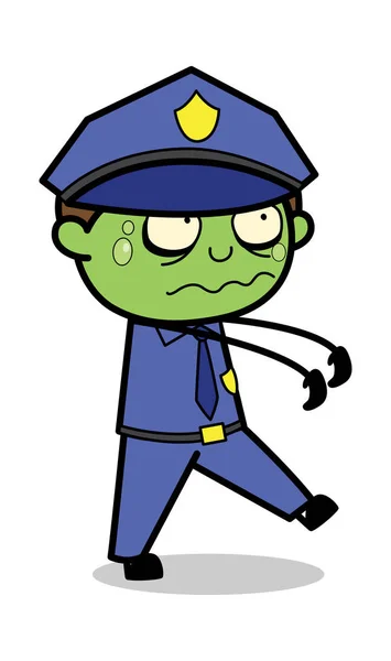 Αξιωματικός ζόμπι-ρετρό μπάτσος αστυνομικός απεικόνιση διάνυσμα — Διανυσματικό Αρχείο
