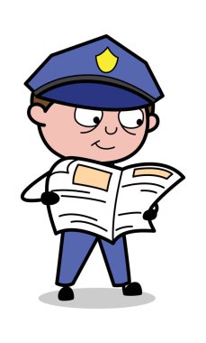 Okuma Gazetesi - Retro Polis Vektör İllüstrasyon