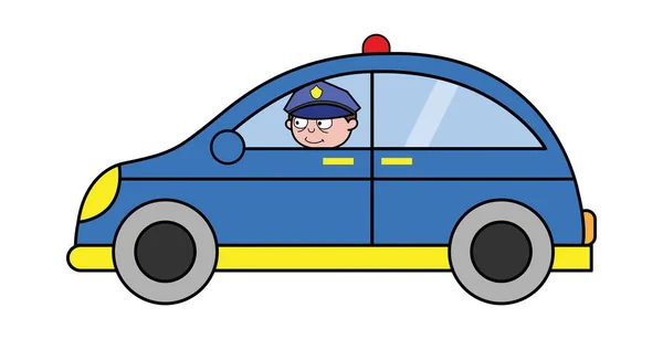 Conducir un coche - Policía de policía retro Vector Ilustración — Vector de stock