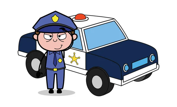 Saluting - Retro Cop Policeman Vector Illustration — Stock Vector